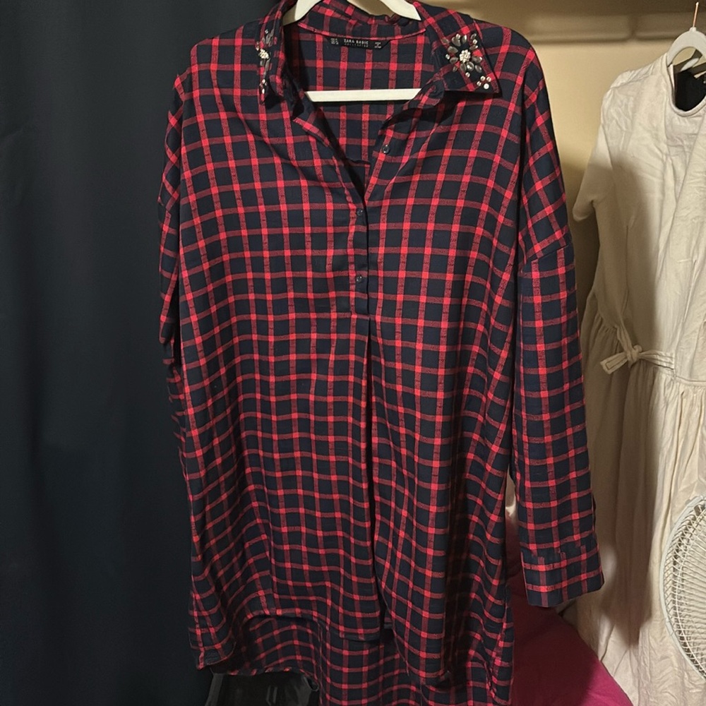 Zara Plaid Shirt Dress